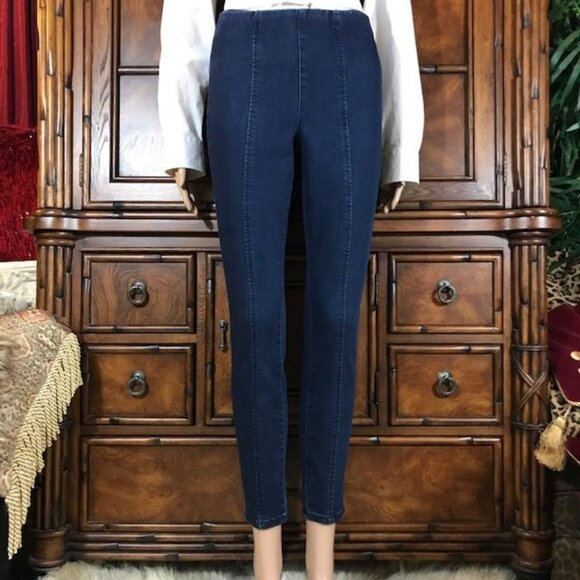 NWOT Motto Dark Wash Hollywood Waist Top Seamed Stretch Ankle Jean - Picture 1 of 10